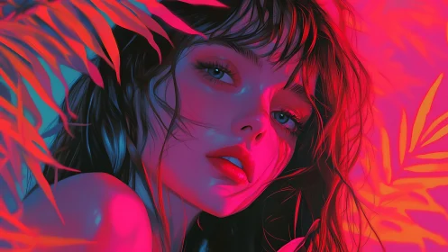 Neon jungle muse under electric tropic shadows.