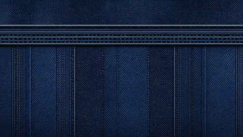Orthogonal navy textile panel with ribbed seam architecture.