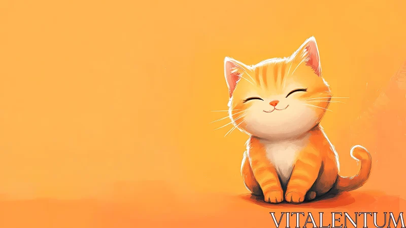Digitally rendered orange tabby cat with closed eyes displaying serene facial expression