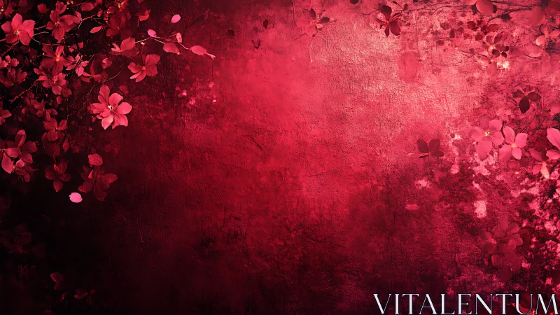 Red Floral Background with Textured Gradient Surface.