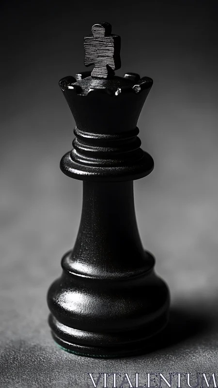Black chess king piece photographed under directional light