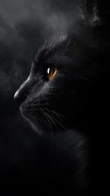 Black Cat Profile with Striking Golden Eyes.