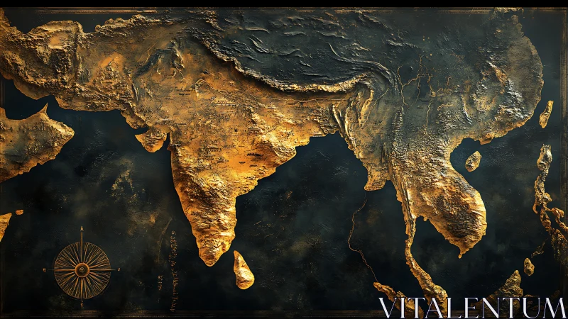Relief map shows golden textured terrain across South Asia