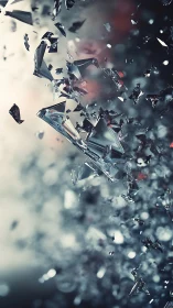 Ballistic dispersion of reflective glass shards in motion field.