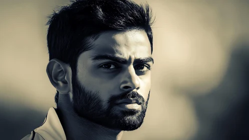 Monochrome male portrait with dramatic side lighting focus.