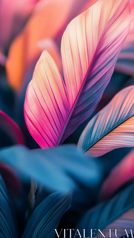 Digital painting of iridescent tropical foliage study.