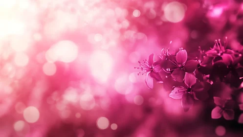 Pink flowers with bokeh background effect displayed at depth