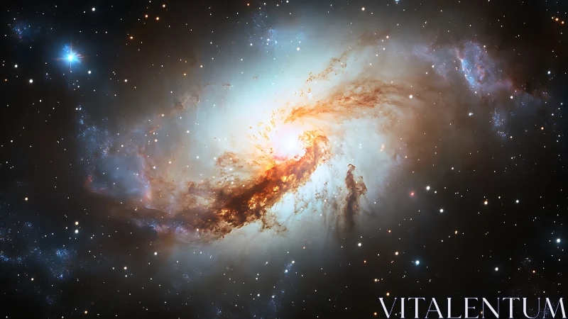 Starborn wildfire swirling through a luminous galactic cradle.