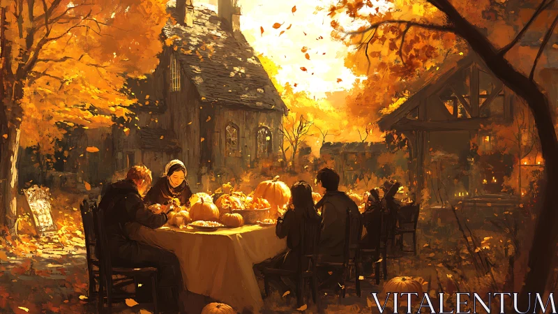 Golden autumn gathers families around a glowing pumpkin feast