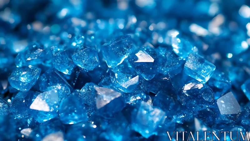 Electric azure crystal confetti under candy-bright light.