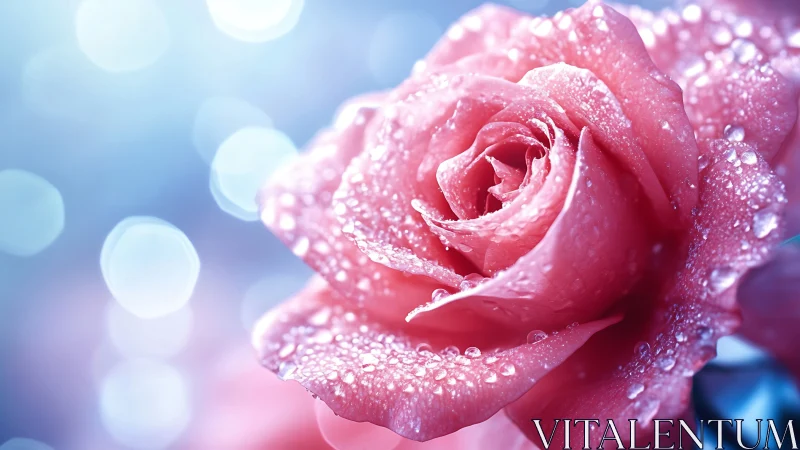 Crystalline Rose in Bloom: Jeweled Petals Sparkle with Dewdrop Magic.