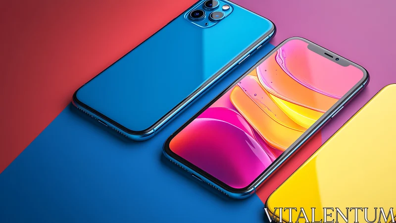 Color-drunk smartphones lounge like neon candy on gradients