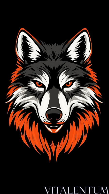 Stylized wolf head with orange accents on black background.