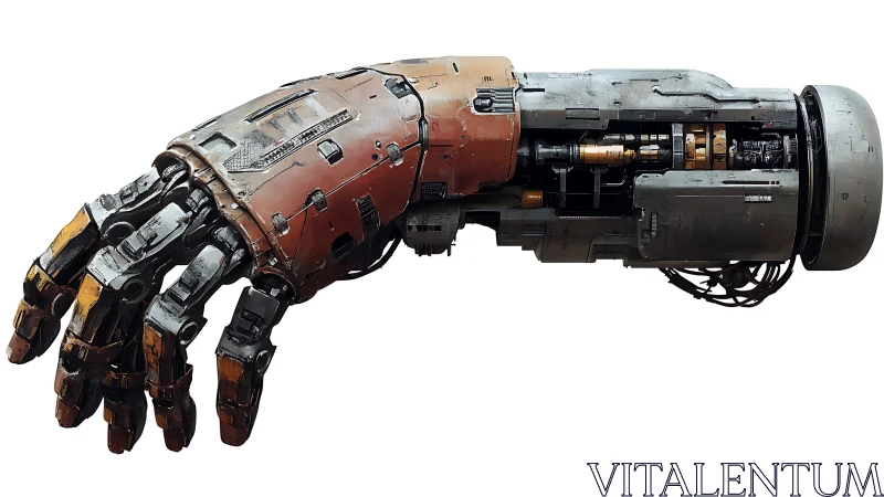 Industrial cybernetic forearm with exposed mechanical actuators