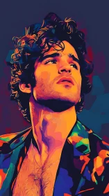 Vibrant pop art portrait captures a confident upward gaze