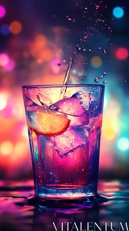 Chromatic Liquid Dynamics in Crystalline Vessel with Volumetric Caustic Illumination