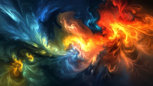 Chromatic nebula vortex with swirling fractal flames.