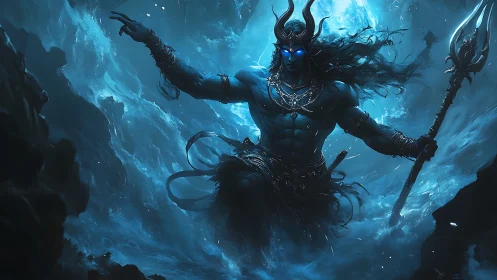 Ocean warlord rises through bioluminescent storm surge.