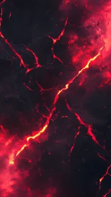 Molten Lava Flows Glow Brilliantly Through Dark Stone