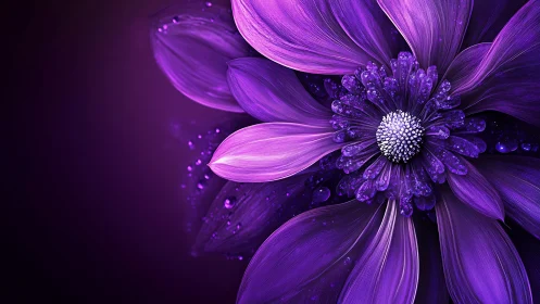 Purple Digital Flower with Glowing White Center.