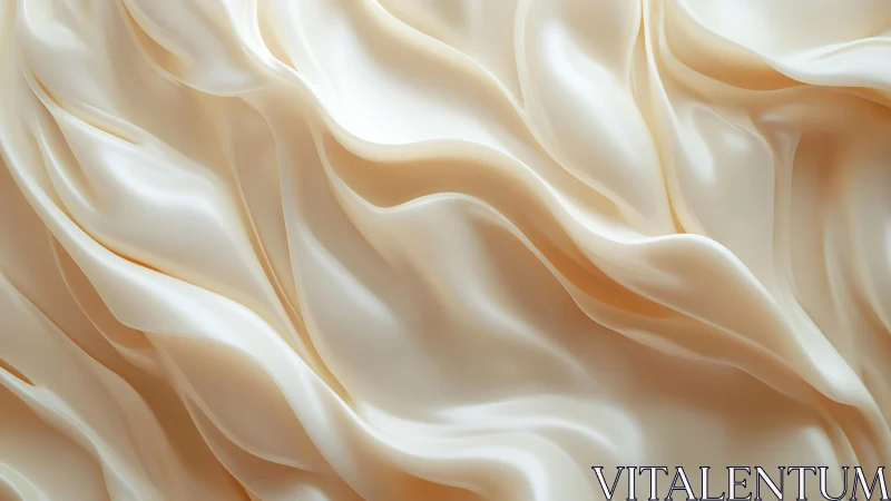 Flowing Cream Silk Fabric Close-Up in Soft Elegant Lighting.