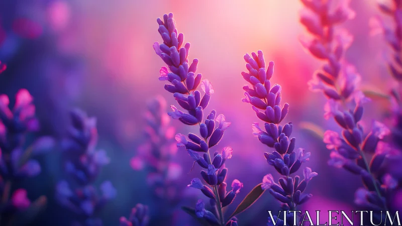 Purple Lupine Blossoms in Magenta Glow.