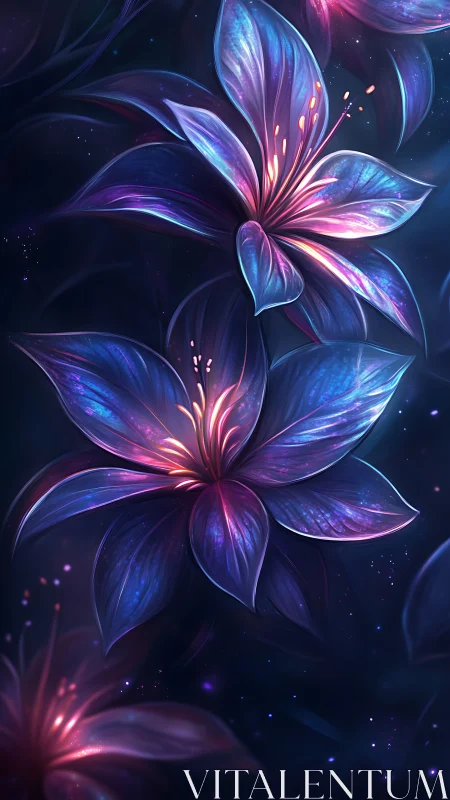 Luminescent Petals Dancing Through Cosmic Darkness