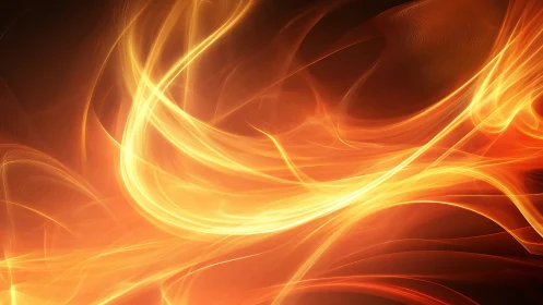 Flowing Light Waves in Gold and Orange Tones.