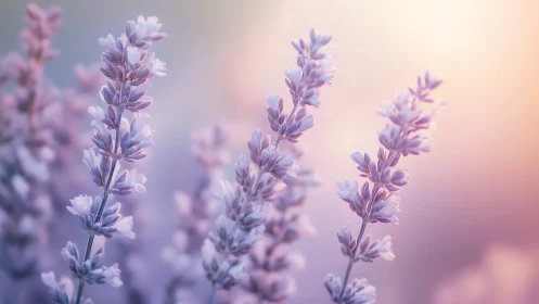 Lavender flowers with soft focus background gradient.