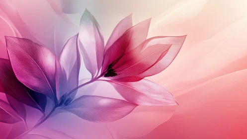 Translucent pink petals in flowing ethereal gradient light.