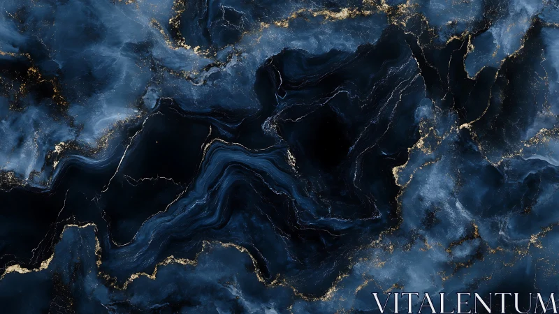 Midnight blue marble veins with luminous gold accents.