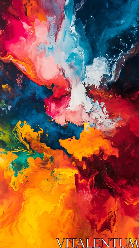 High-saturation fluid acrylic abstraction with dynamic turbulent mixing