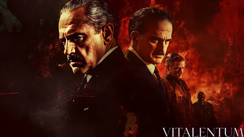 Cinematic crime portraits in chiaroscuro red atmospherics.