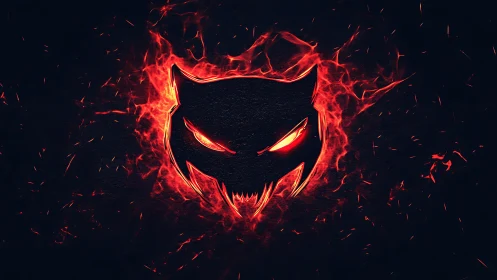 Fiery neon beast emblem glowing in a storm of sparks.