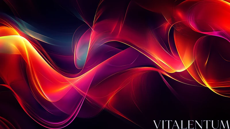 Luminous crimson energy ribbons in dynamic digital abstraction.