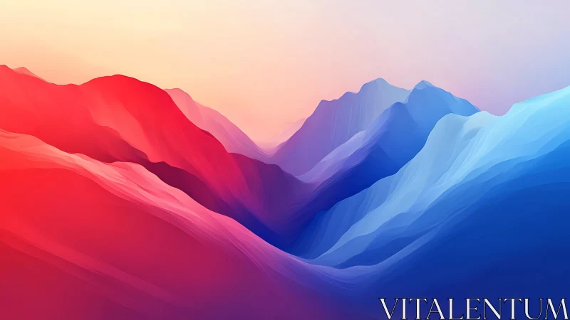 Gradient-rendered abstract valleys with red and blue slopes.