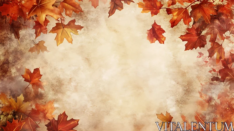 Watercolor maple foliage frame with textured parchment field.