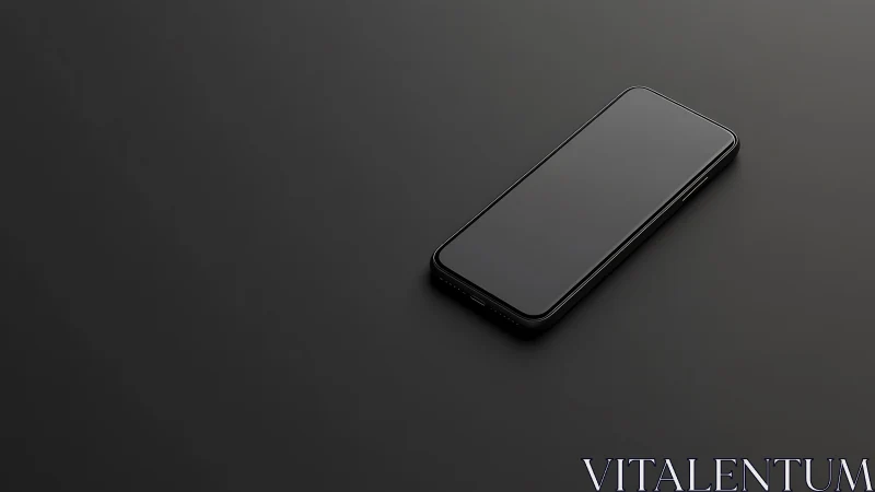 Black Smartphone on Minimal Dark Gray Surface.