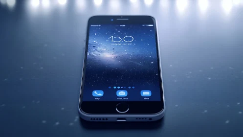 iPhone Display Interface Analysis with Starfield Wallpaper and Application Icons.