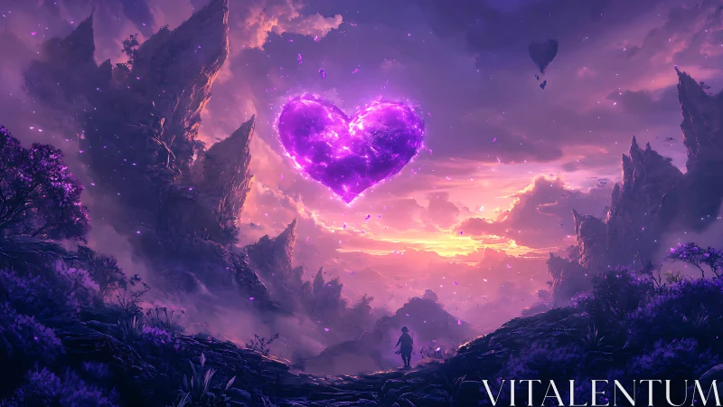 Ethereal Heart Ascending Through Neon Sky.