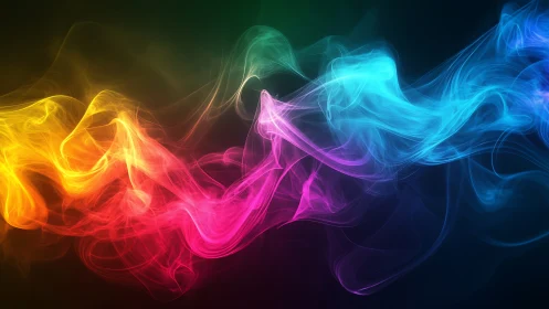 Colorful swirling light waves drifting through soft darkness.