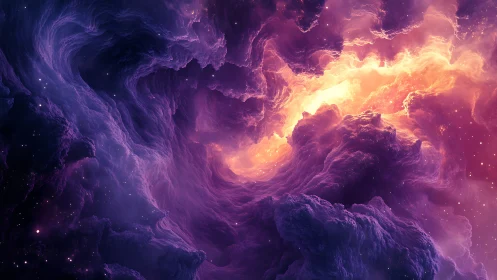 Radiant nebula vortex with glowing cosmic storm core.