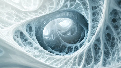 Fractal ice caverns in biomorphic lattice tunnel composition.