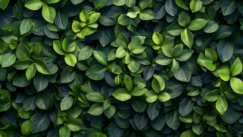 Gentle jungle of glossy leaves in soothing green layers.