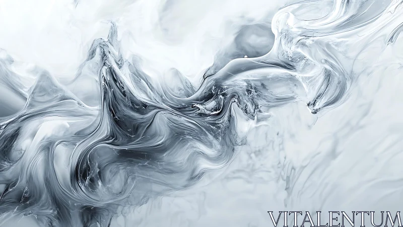 Abstract black and white fluid art with swirling smoke patterns.