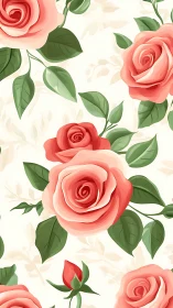 Coral Roses Unfurl: Lush Botanical Garden Dream.