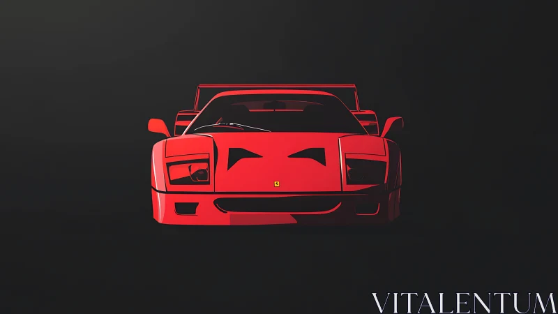 Front view red sports coupe on dark minimal background.