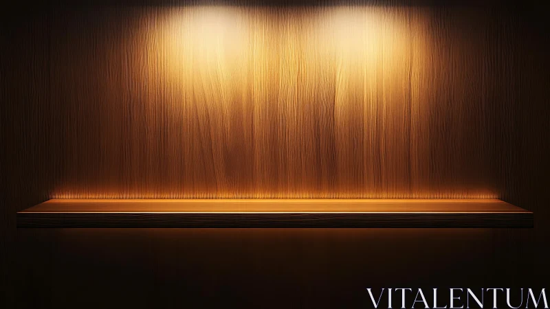 Illuminated wooden display shelf showcases minimal luxury design