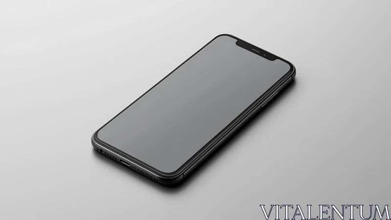 Sleek Black Smartphone Rests Confidently on Minimalist Neutral Stage.