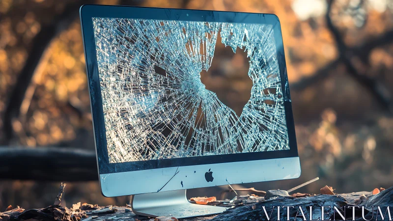 Fractured desktop screen echoing nature’s quiet rebellion.